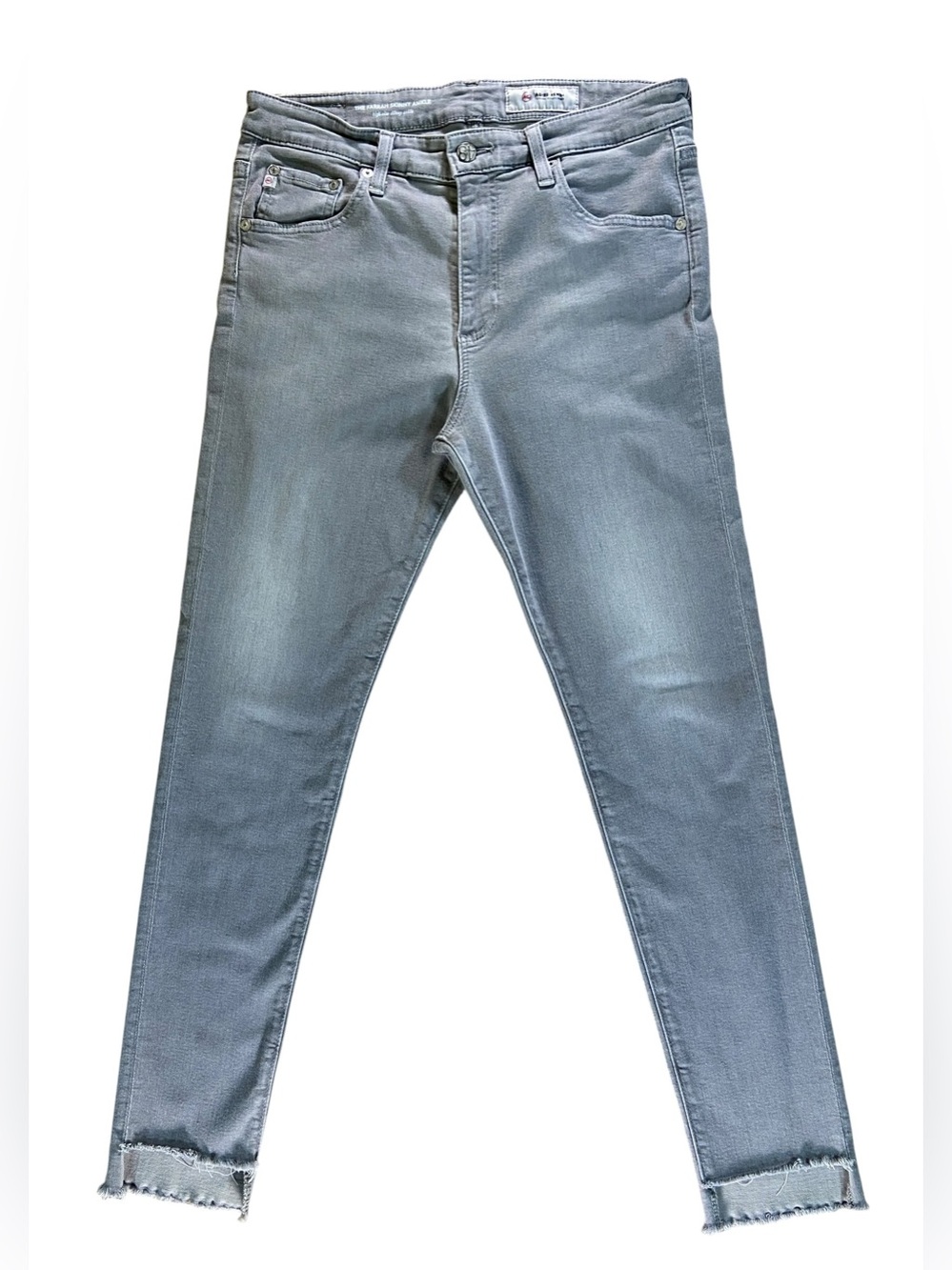 AG Adriano Goldschmied Farrah Skinny Ankle Jeans 30R Gray High Rise Raw Hem